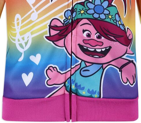 سترة بغطاء للرأس بسحاب من Dreamworks Trolls World Tour للأطفال الصغار والفتيات الصغيرات والفتيات الكبيرات - وردي in Saudi Arabia