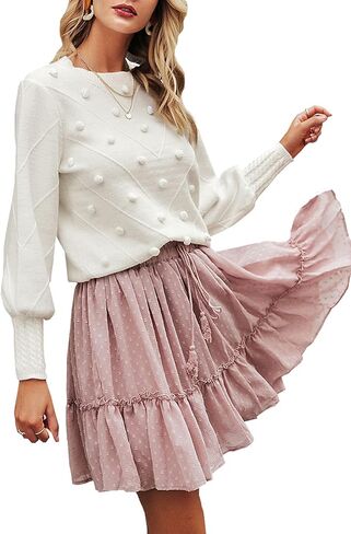 Miessial Women's Fall Floral Crewneck Knit Sweater Long Sleeve Casual Y2K Vintage Chunky Pullover Sweater Tops Trendy in Kuwait