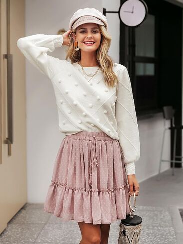 Miessial Women's Fall Floral Crewneck Knit Sweater Long Sleeve Casual Y2K Vintage Chunky Pullover Sweater Tops Trendy in Kuwait