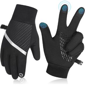 JIAN YA NA Kids Touchscreen Winter Cycling Gloves: Windproof Thermal Non-Slip Gloves Lightweight Cold Weather Mittens of Age 4-12 Years