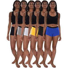 Sexy Basics Women's 6 Pack Modern Active Boy Short Boxer Brief Panties