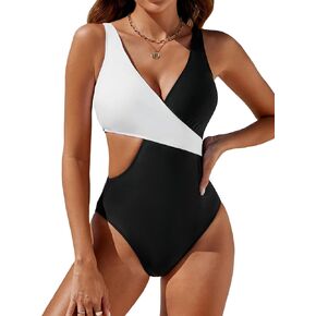 Blooming Jelly Womens One Piece Cutout Swimsuits Sexy High Cut Bathing Suits Cheeky Color Block Monokini