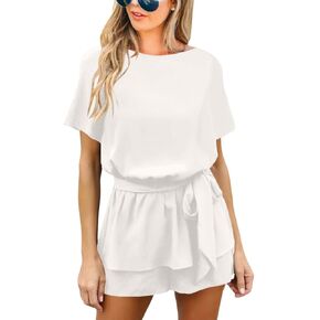 Utyful رومبير للنساء صيفي أنيق بحزام رومبير للنساء قطعة واحدة قصيرة الأكمام بذلة Playsuit