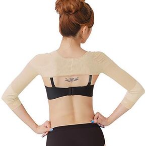 Women Elastic Compression Arm Shaper Back Shoulder(L(fit US S), Black)