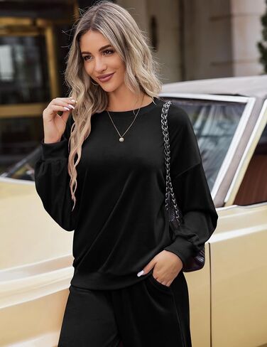 Beyove المرأة القطيفة Sweatsuits 2 قطعة رياضية مجموعات مع جيوب البلوز و Sweatpants أوقات الفراغ العداء ملابس S-XXL in Kuwait