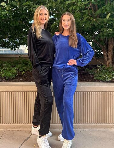 Beyove المرأة القطيفة Sweatsuits 2 قطعة رياضية مجموعات مع جيوب البلوز و Sweatpants أوقات الفراغ العداء ملابس S-XXL in Kuwait