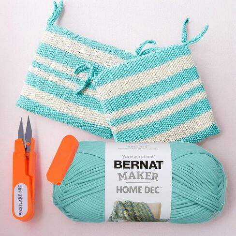 Maker Home Dec Yarn, 8.8 Oz, Aqua - Thick Yarn for Crocheting Chunky Blanket Bundle with Embroidery Scissors - Versatile, Soft &, Gauge 5 Bulk Chunky Yarn ~ [Pack of 2] in Saudi Arabia