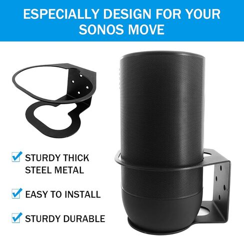 حامل حائط لجهاز Sonos Move، Sonos Move 2، تثبيت مكبر الصوت بشكل آمن، مناسب للشحن، حماية قوية، مناسب للاستخدام الداخلي والخارجي in Kuwait