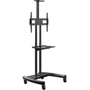Rocelco VSTC 32"-70" Mobile Flat Screen, Monitor, A/V and TV Cart with A/V Component and Webcam Shelves (R VSTC), Black