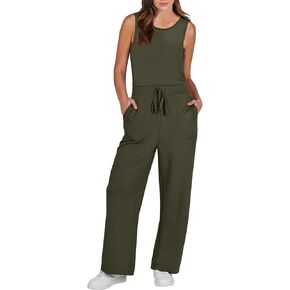 ANRABESS Air Essentials Jumpsuits for Women Casual Summer Romper Sleeveless Wide Leg Long Pants Jumpsuit Jumper