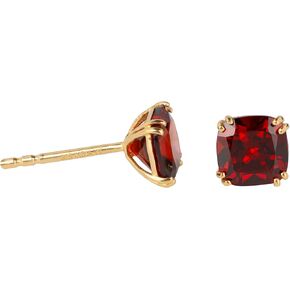 YoTreasure Red Garnet Solid 14K Gold Plated Over 925 Silver Stud Earrings Birthstone Jewelry