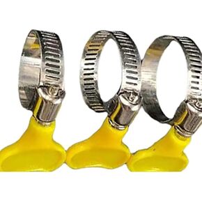 15-Pack Mixed Pack Yellow Stainless Steel Hose Clamps, Adjustable Thumb Screw Key Type Clamps, (8-12mm, 13-19mm, 19-29mm) Size 5pcs each, Great for plumbing, automotive and mechanical applications