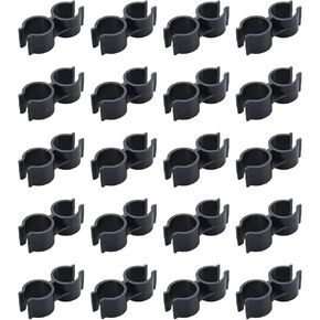 20 Pcs Double Port Pipe Clamps Plastic Shelf Pole Connector for Fence Panel Clamps Clips