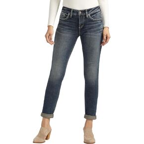 Silver Jeans Co. Women's Girlfriend Mid Rise Slim Leg Jeans