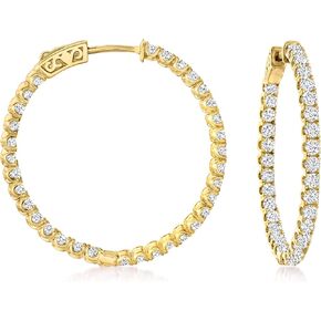 Ross-Simons 3.63 Ct. T.W CZ Inside-Outside Hoop Earrings in 18kt Gold Over Sterling