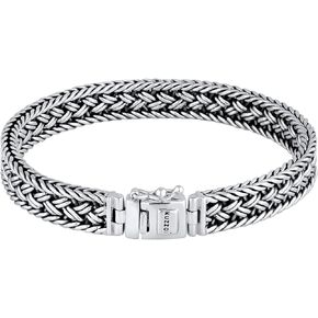 kuzzoi 925 Sterling Silver Byzantine Bracelet for Men, length 6,69 inch - 8,27 inch, width 0,39 inch, 1.41 oz