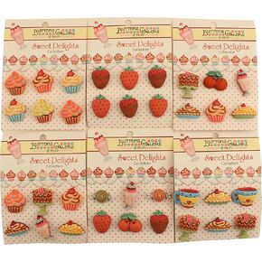 Buttons Galore Sweet Desserts 3D Buttons-Set of 6 Cards