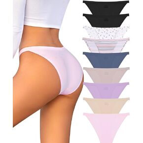 FINETOO Seamless Underwear for Women High Cut String Bikini Panties Low Rise Hipster Ladies Sexy Cheeky Underwear Brief