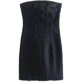YELLOOP Y2k Mini Dress Denim Tube Dress for Women Trendy Club Dresses for Women Going Out Dresses for Women