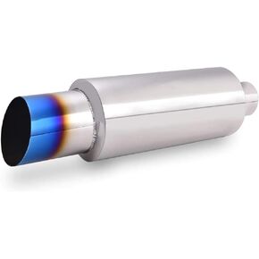 SPELAB Exhaust Muffler 2.0 Inch Inlet 3.0 Inch Outlet - Stainless Steel Exhaust Tip N1 Burnt Type for Universal Fitment on Most Cars, Sedans, and Trucks - 14.8" Overall Length