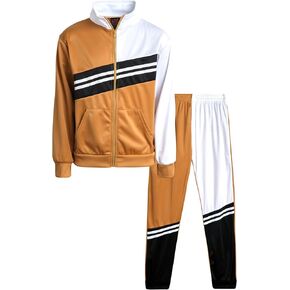 Boys' Tricot Jogger Set - 2 Piece Active Performance Zip-Up Tracksuit Set (Size: 4-18)