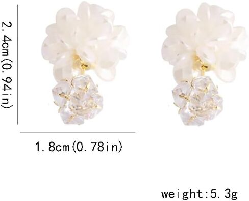 Cluster Flower Stud Earrings for Women Girls Sterling Silver Pins Cubic Zirconia Sparkling Crystal Wedding Earrings Ear Jackets Christmas Jewelry Gifts in Saudi Arabia