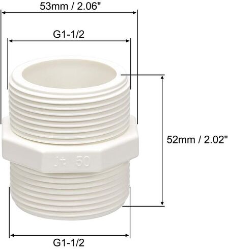 تركيب الأنابيب البلاستيكية الحلمة السداسية ذكر إلى ذكر G1-1/2 X G1-1/2 محول اقتران اتصال أنابيب السباكة الموضوع in Kuwait