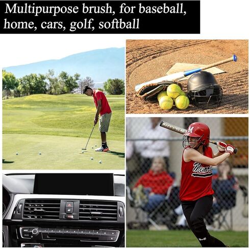 LLMISX قطعتان من فرشاة الحكم، فرشاة البيسبول المنزلية، فرشاة تروس رياضية ذات شعيرات ناعمة مع مقبض بلاستيكي لمعدات حكم البيسبول البيسبول (أسود) in Kuwait