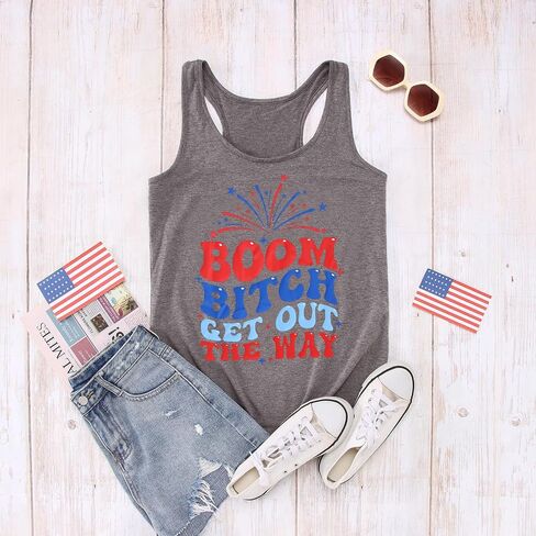 CM C&M WODRO American Racerback Tank Tops Women Funny Letter Print Patriotic Cami Shirt 4th of July Sleeveless Shirt in Saudi Arabia