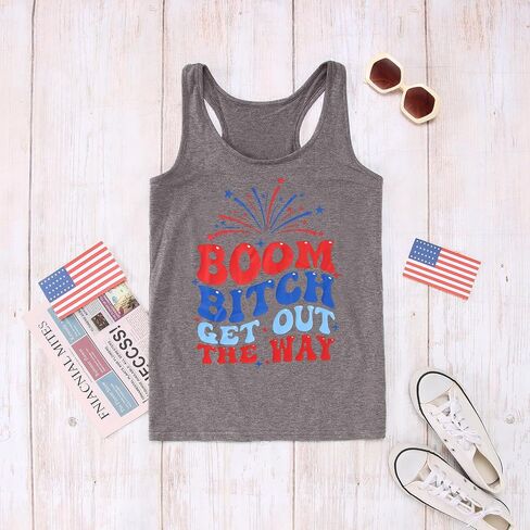 CM C&M WODRO American Racerback Tank Tops Women Funny Letter Print Patriotic Cami Shirt 4th of July Sleeveless Shirt in Saudi Arabia