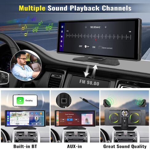 8-Core 4+64G Android OS Wireless Apple Carplay Android Auto with Dash Cam,10.26" Carplay Screen with GPS Navigation, Mirror Link/Backup Camera/Loop Recording/WiFi/Bluetooth/FM/AUX/USB in Saudi Arabia