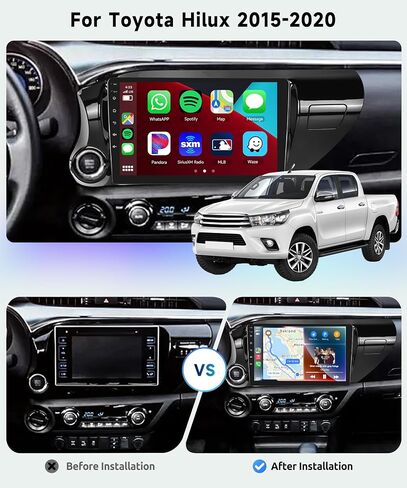 راديو سيارة 8 CORE 4G+64G لسيارة Toyota Hilux 2015-2020 مع CarPlay/Android Auto، Podofo 10.1 بوصة 1280 * 720P IPS شاشة لمس ستيريو Android 13 GPS WiFi Bluetooth DSP SWC + كاميرا احتياطية عالية الدقة in Saudi Arabia