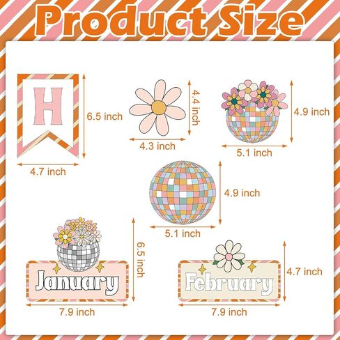 35 Pcs Groovy Disco Happy Birthday Bulletin Board Set Classroom Birthday Chart Decoration Cutouts Birthday Wall Calendar Decorations for Teachers School Classroom Decorations in Saudi Arabia