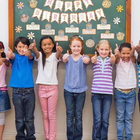 35 Pcs Groovy Disco Happy Birthday Bulletin Board Set Classroom Birthday Chart Decoration Cutouts Birthday Wall Calendar Decorations for Teachers School Classroom Decorations in Saudi Arabia