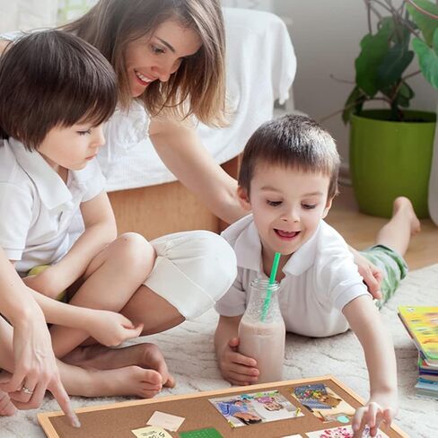 2 حزمة لوحة إعلانات 16 × 12 بوصة (1 لوحة فلين + 1 مجموعة سبورة بيضاء من الفلين)، لوحة فلين معلقة للجدران بإطار خشبي، لوحة رؤية لوحة إشعارات لعرض جداول الصور والمذكرات in Kuwait