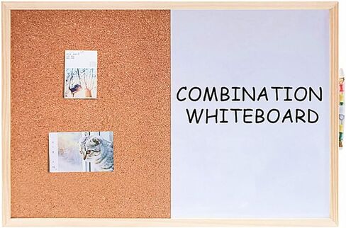 2 حزمة لوحة إعلانات 16 × 12 بوصة (1 لوحة فلين + 1 مجموعة سبورة بيضاء من الفلين)، لوحة فلين معلقة للجدران بإطار خشبي، لوحة رؤية لوحة إشعارات لعرض جداول الصور والمذكرات in Kuwait