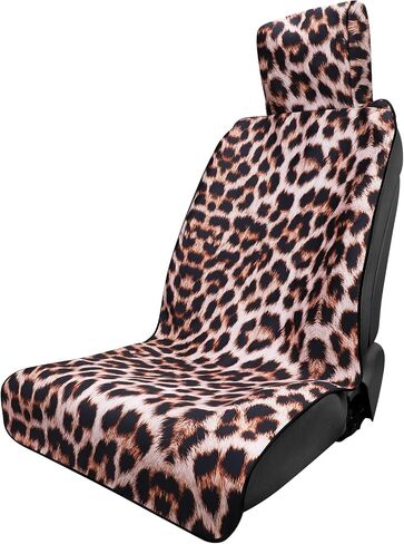 YR Universal Fit Waterproof Stain Resistant Car Seat Cover, Non-Slip Neoprene Car Seat Covers for Sedan, SUV, Van, Truck, Front Seat Protector, Protect Your Leather & Cloth Seats (Leopard) in Saudi Arabia