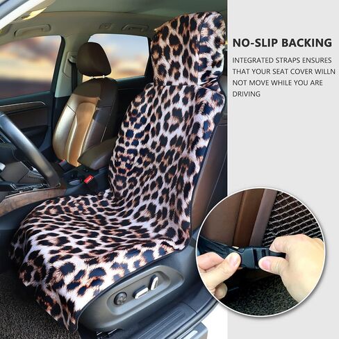 YR Universal Fit Waterproof Stain Resistant Car Seat Cover, Non-Slip Neoprene Car Seat Covers for Sedan, SUV, Van, Truck, Front Seat Protector, Protect Your Leather & Cloth Seats (Leopard) in Saudi Arabia