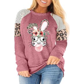 Womens Easter Shirt Plus Size Bunny Rabbit Graphic Tees Happy Easter Bunny Tops Funny Spring Shirts