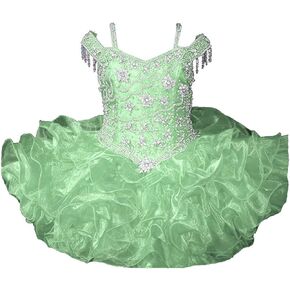 Junguan Baby Girls Off The Shoulder Cupcake Pageant Dress Short Giltz National for Infant Birthday Party Tutu Dresses ST004