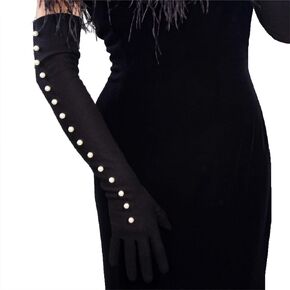 DooWay Cashmere Women Fashion Warm Long Gloves w/Pearl 60cm 23-inch Opera Wool Winter Cold Weather