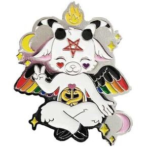Ally Pride Hidden Flag Adorable Baphomet - Soft Enamel 1.5" Silver Enamel Pin