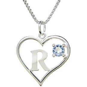 Sterling Silver Pendant Heart & Letter R
