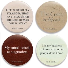 Sherlock Holmes Pinback Buttons/Pins (2.25 inches) Set of 4