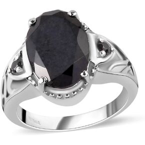 Shop LC Black Tourmaline Ring - Unique Vintage Rings for Women - Celtic Birthstone Stainless Steel Black Spinel Ring Tourmaline Jewelry Birthday Gifts for Women