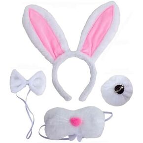 أبيض رمادي وردي آذان الأرنب عقال ذيل الأنف وربطة عنق الأرنب زي الملحقات لعيد الفصح in Kuwait