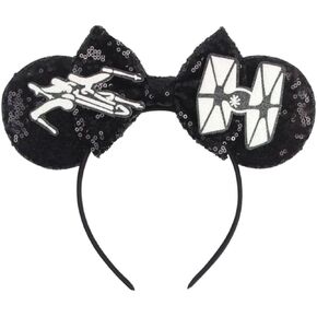 CLGIFT Ears, Darth Vader, Black Mouse Ears, Red Mouse Ears (black)