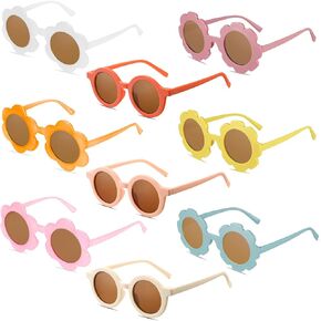 SUNOVELTIES 9 Pack Kids Sunglasses Child Daisy Shape Round Flower Sunglasses Toddler Girls Boys Baby Cute Glasses Eyewear