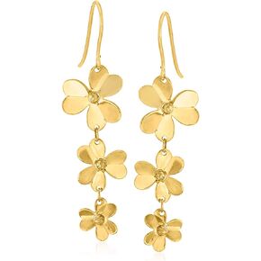 Ross-Simons Italian 14kt Yellow Gold Floral Drop Earrings
