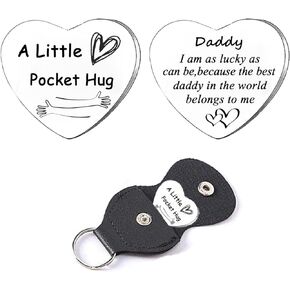 Wimeiren Pocket Hug Token Double Sided Message Engraved with Leather Keychain Long Distance Relationship Gifts